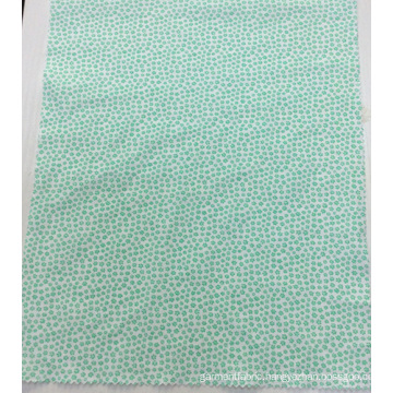 Linen/ Cotton Blending Floral Printed Fabric with Lt Green Color